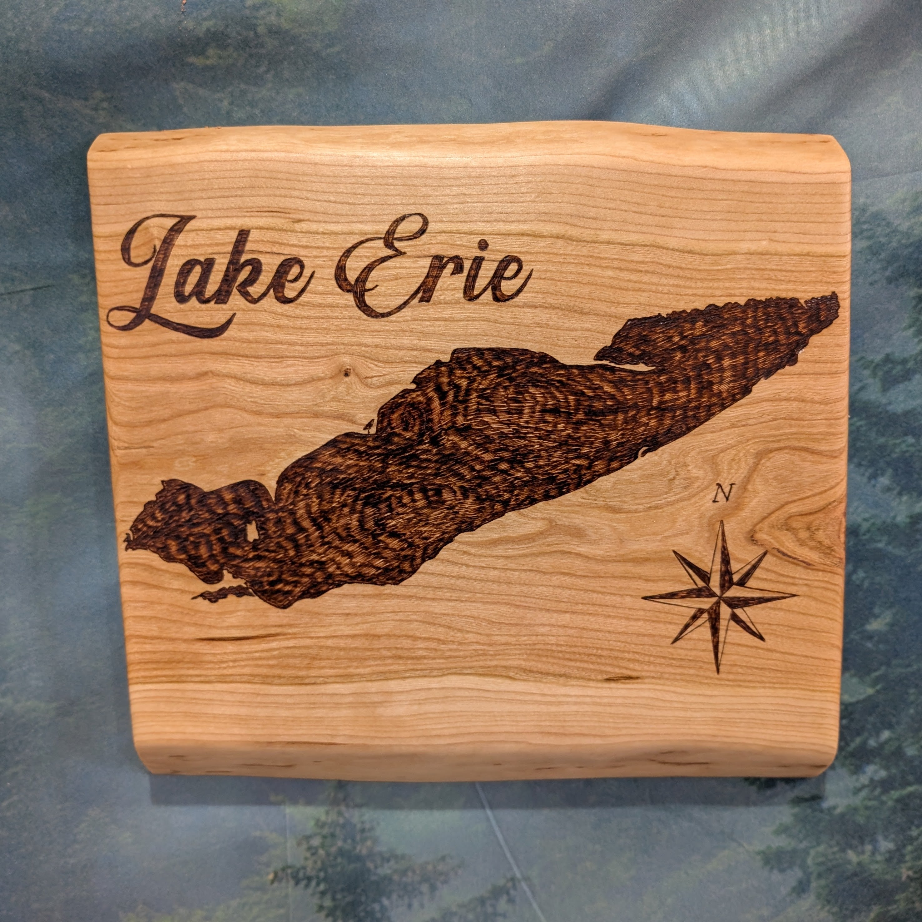 Lake Erie - Live Edge Cherry Wood Map Wall Art