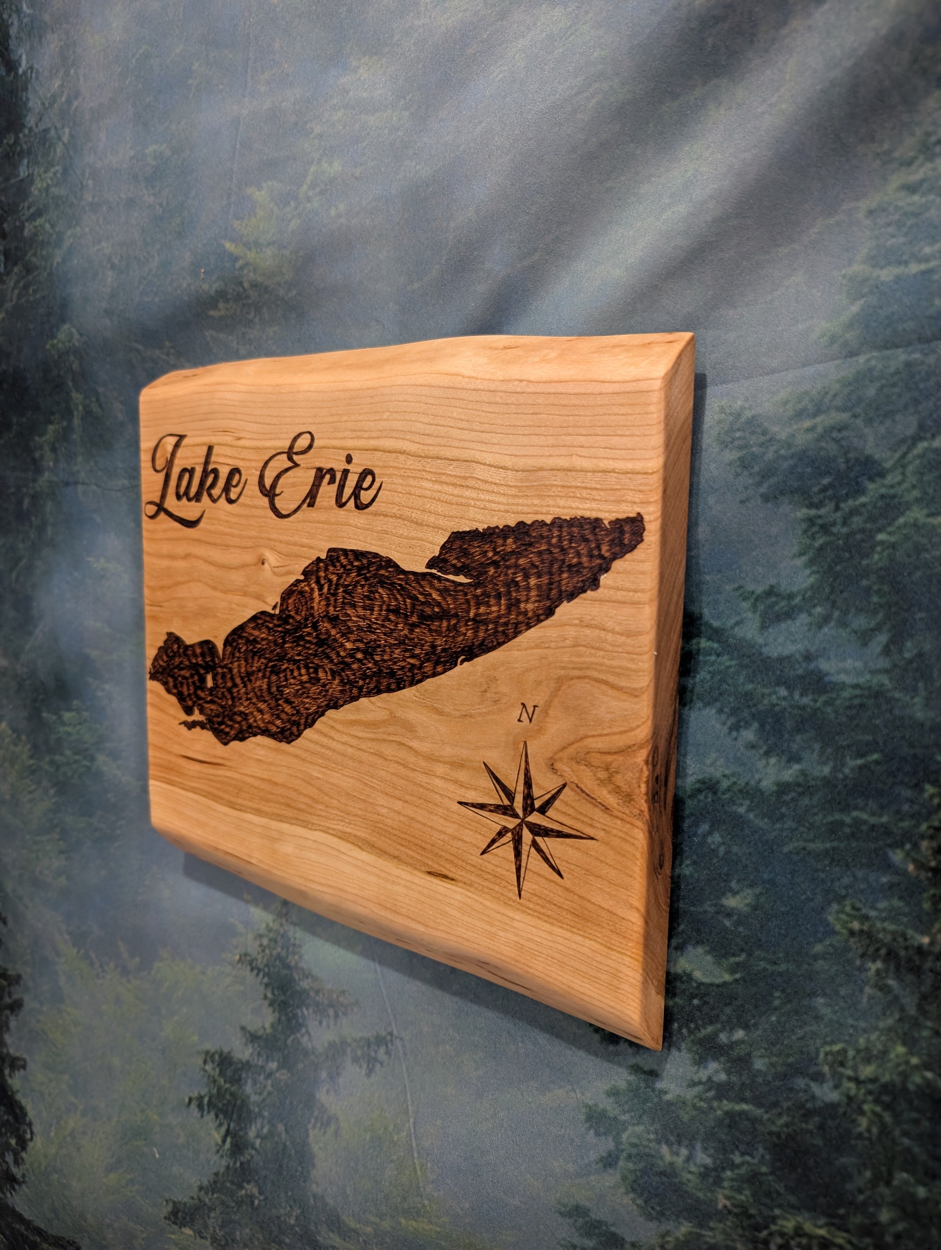 Lake Erie - Live Edge Cherry Wood Map Wall Art