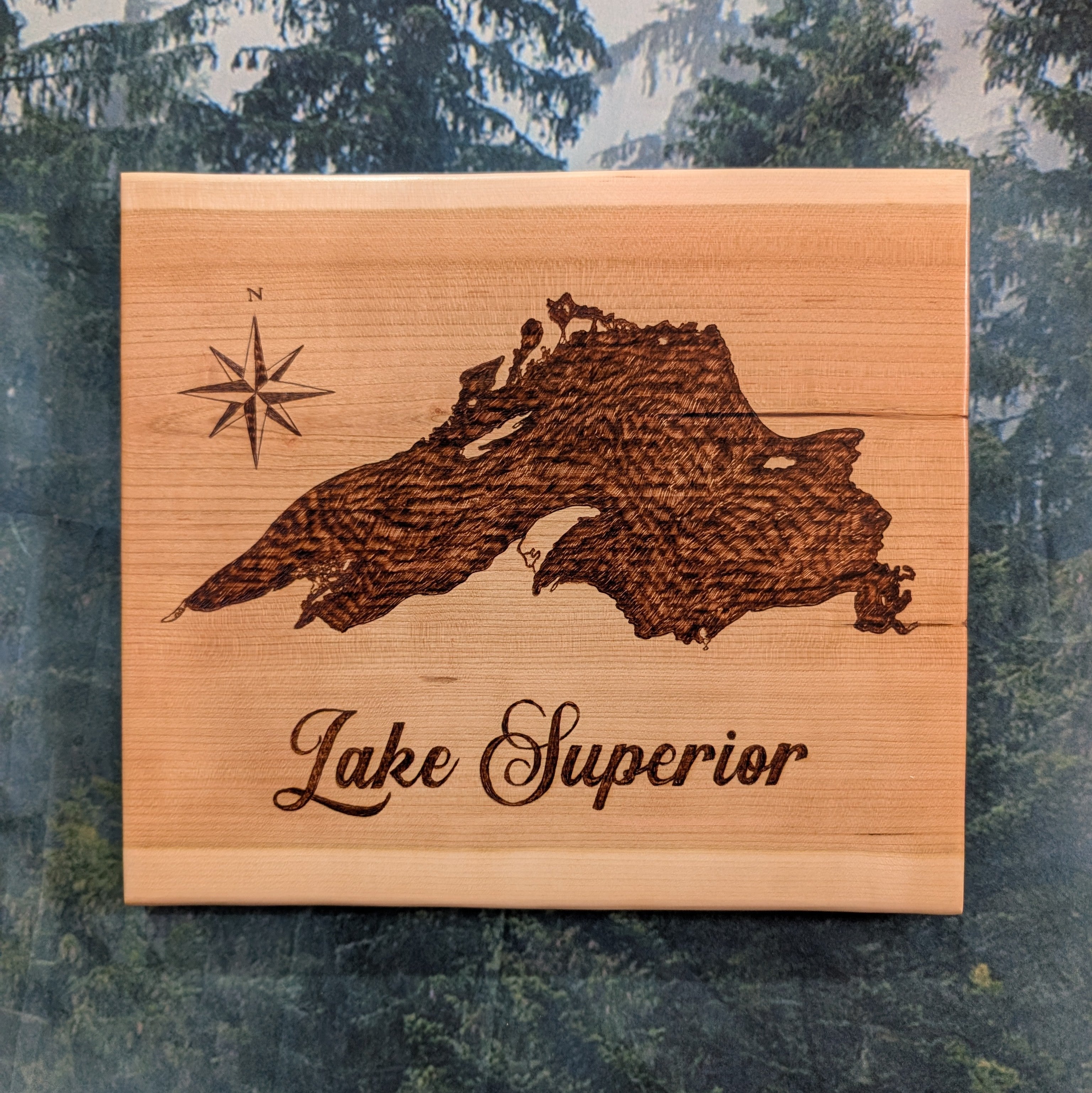 Lake Superior map wall hanging