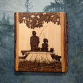 Dad with Daughter Fishing Hand Burned Wall Hanging