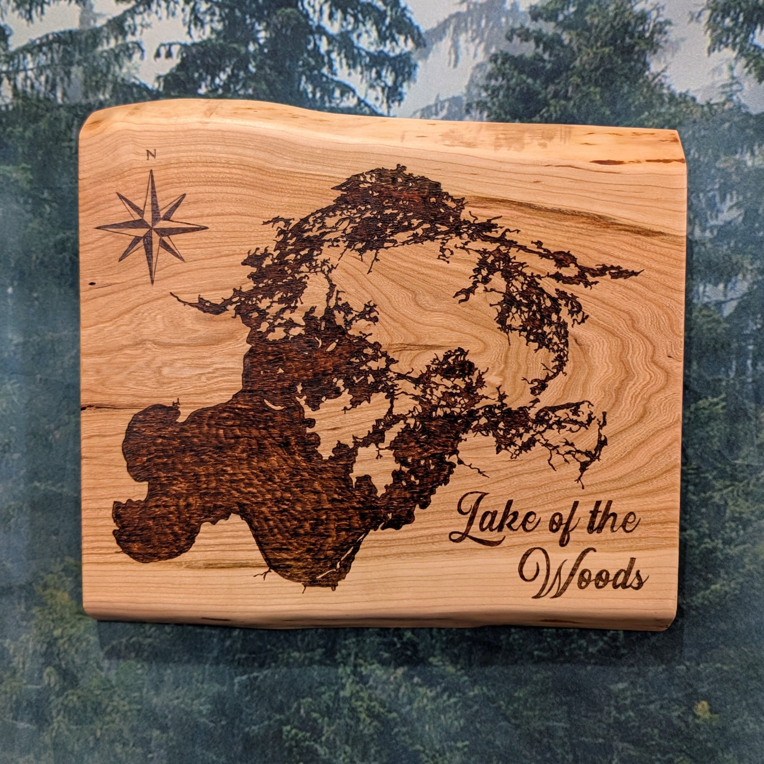 Lake of the Woods Pyrography Wall Hanging