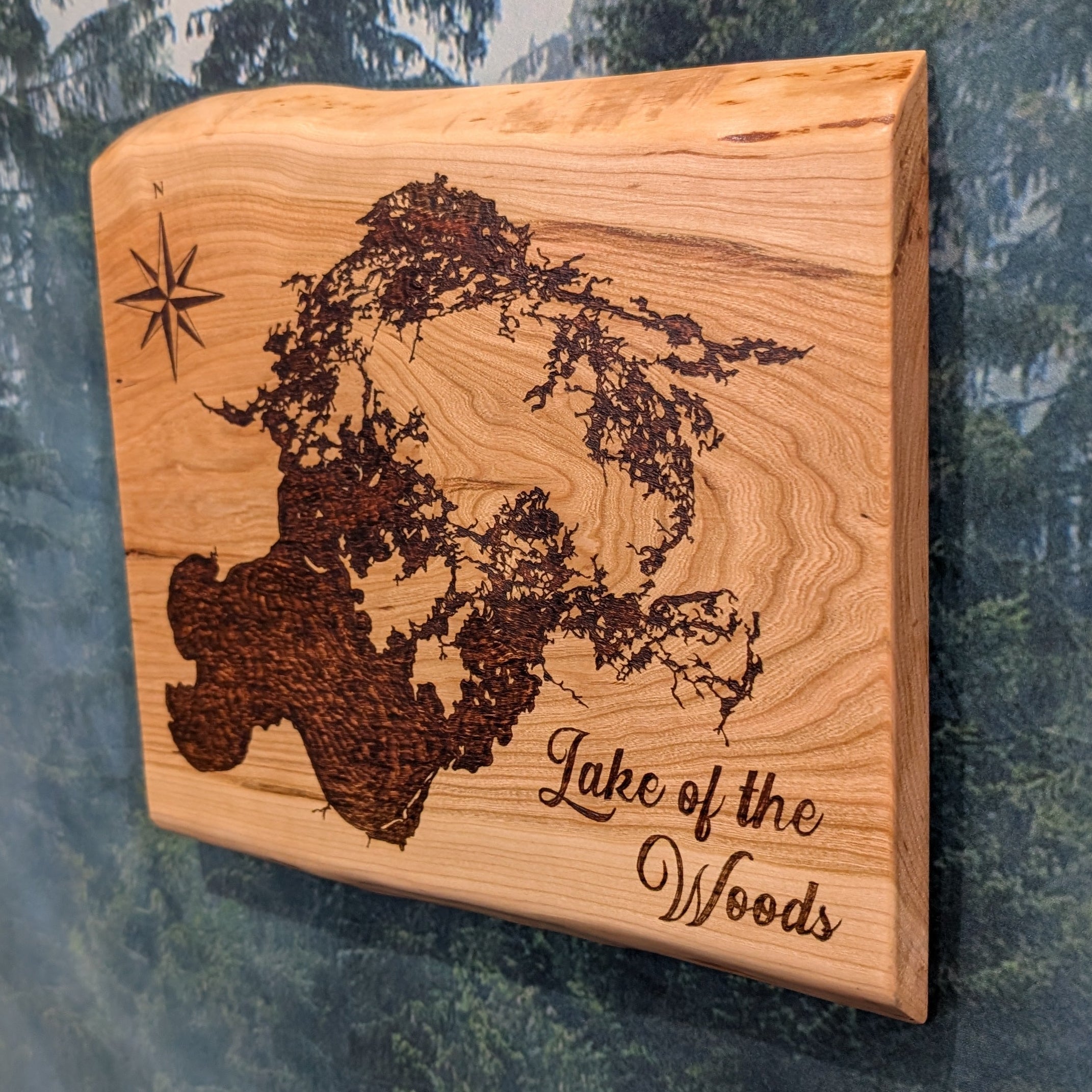 Lake of the Woods Pyrography Wall Hanging