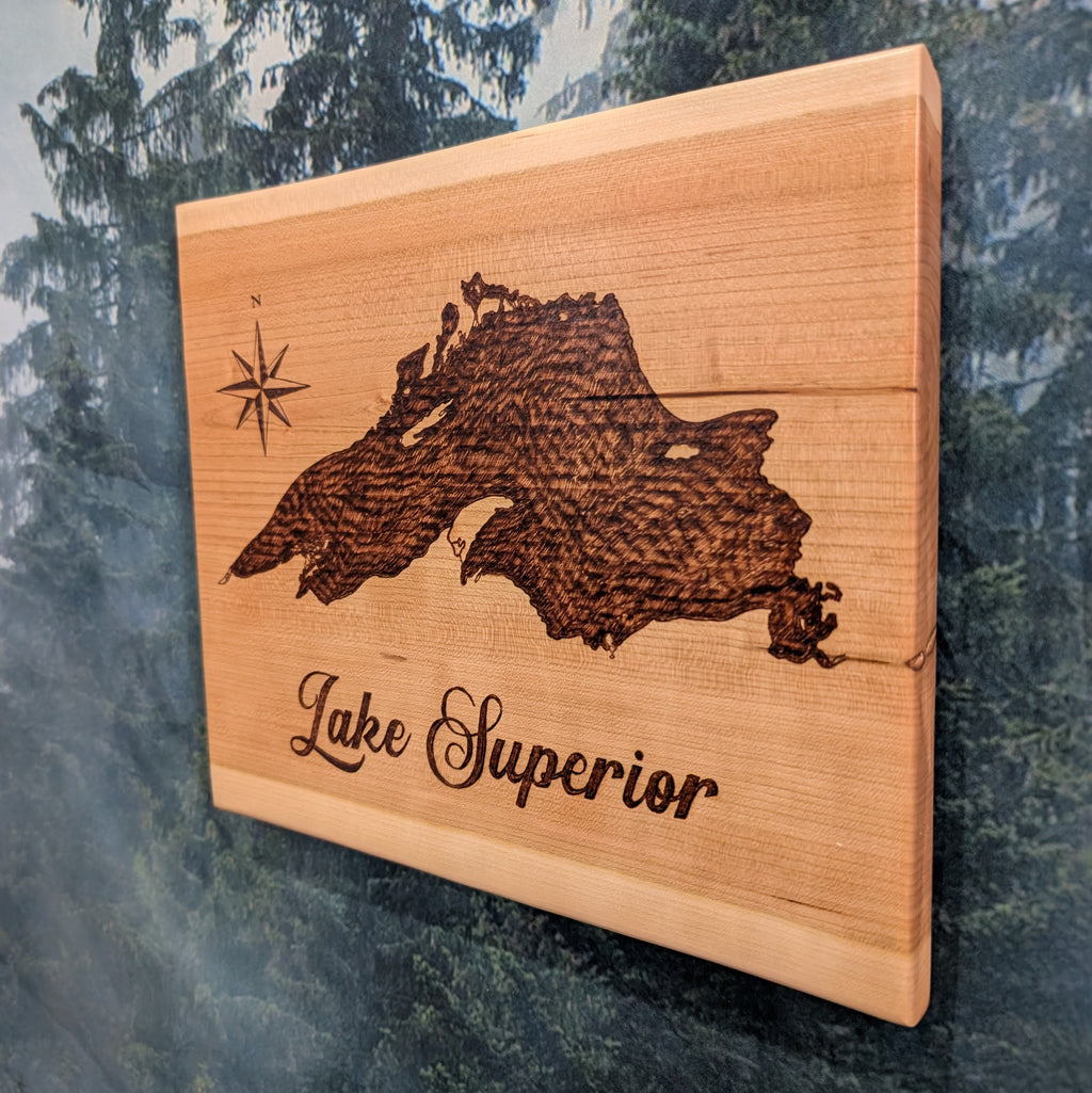 Lake Superior map wall hanging